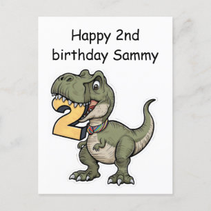 Postal trex mordiendo el número 2