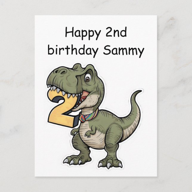 Postal trex mordiendo el número 2 (Anverso)