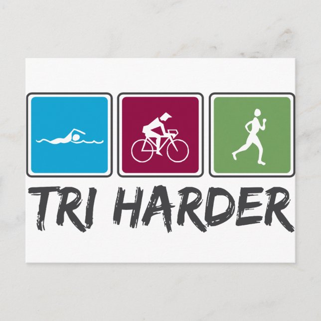 Postal Tri Harder (Triatlón) (Anverso)