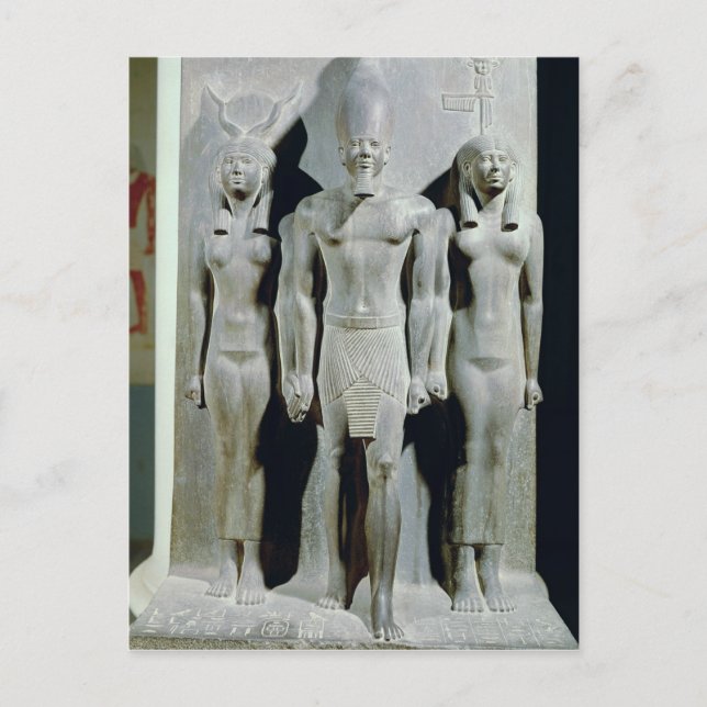 Postal Tríada de Menkaure con la diosa Hathor (Anverso)