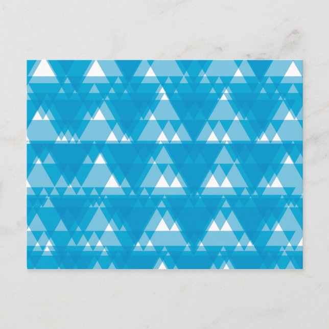 Postal Triángulos superpuestos azules, frescos, modernos  (Anverso)