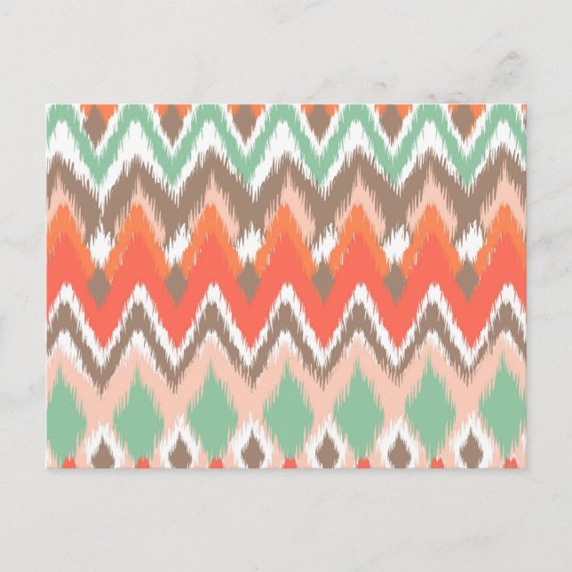 Postal Tribal azteca chevron zig zag stripes ikat patrón (Anverso)