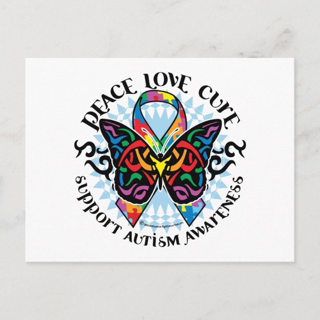 Postal Tribal de mariposa de autismo 2 (Anverso)