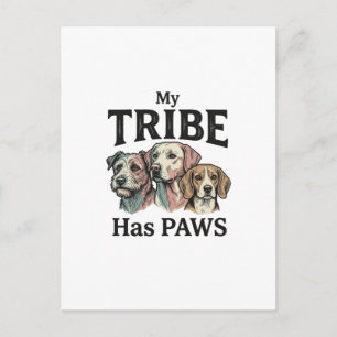 Postal Tribu de perros tiene patas diseño de grabado vint