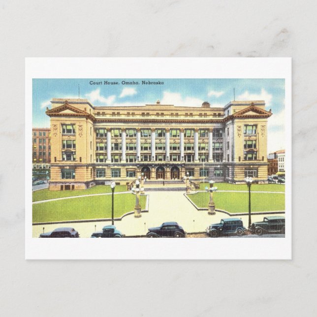 Postal Tribunal en Omaha, Nebraska, Viajes Vintage (Anverso)