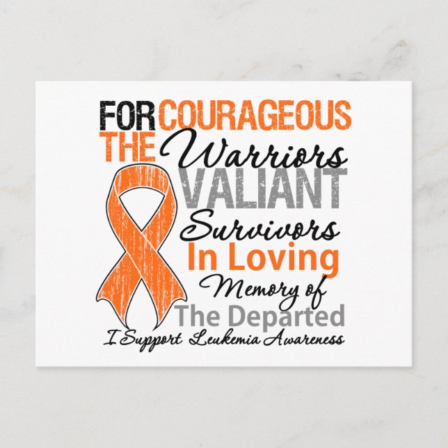 Postal Tributo Apoyo Conciencia sobre leucemia (Anverso)