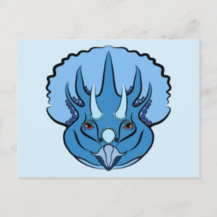 Postal Triceratops Blue Cute Dinosaur