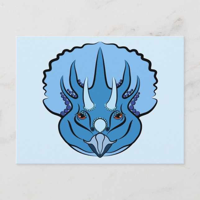 Postal Triceratops Blue Cute Dinosaur (Anverso)