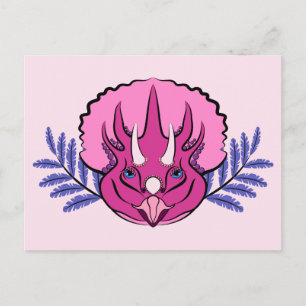Postal Triceratops Bonito Dinosaurio Rosa