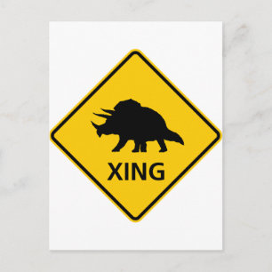 Postal Triceratops cruzando el Rótulo de la autopista Din