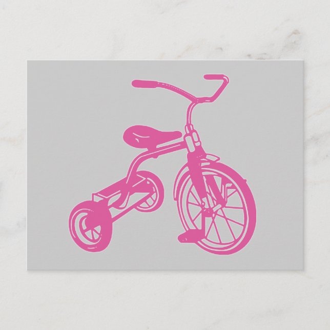 Postal Triciclo Rosa para Niños (Anverso)