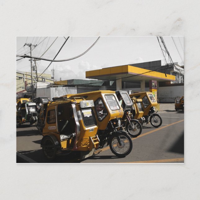 Postal Triciclos amarillos en Filipinas (Anverso)
