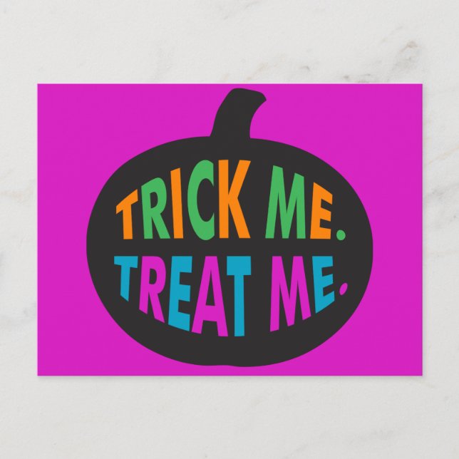 Postal Trick me trata, Halloween multicolor (Anverso)