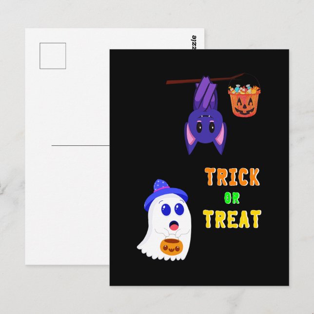 Postal Trick O Treat Bats Candy 31 UK Octubre Halloween (Anverso / Reverso)