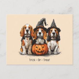 Postal Trick O Treat Halloween Beagle Dogs