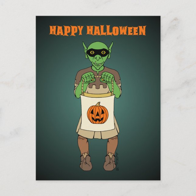 Postal Trick-or-Treating Goblin Happy Halloween (Anverso)
