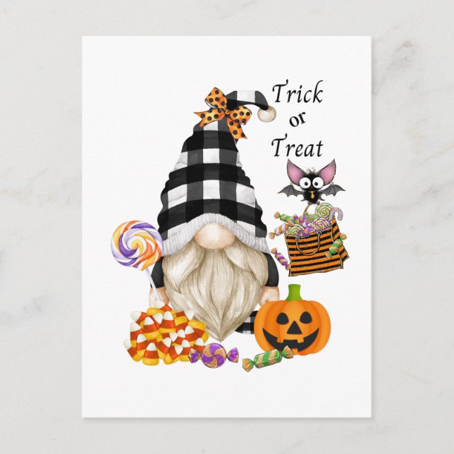Postal Trick or Treth Halloween Gnome (Anverso)