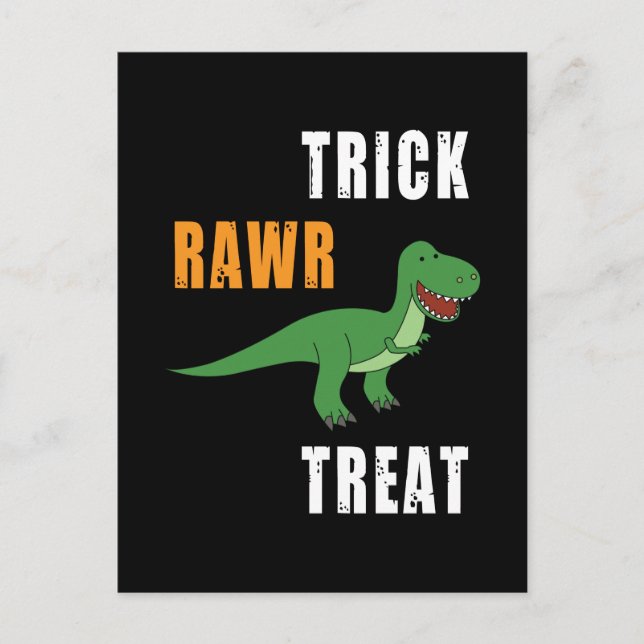 Postal Trick Rawr Treat Cute Halloween Tyrannosaurus Rex (Anverso)