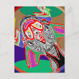 Postal TRIMURTI pájaro volador de tres caras - mira con c