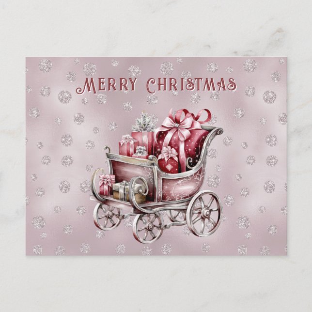 Postal Trineo De Navidad Con Regalos Fiesta (Anverso)
