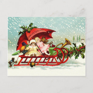Postal Trineo especial de Santa lleno de juguetes de Navi