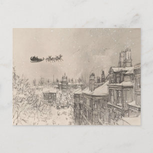 Postal Trineo vintage de Santa – Navidad acogedora