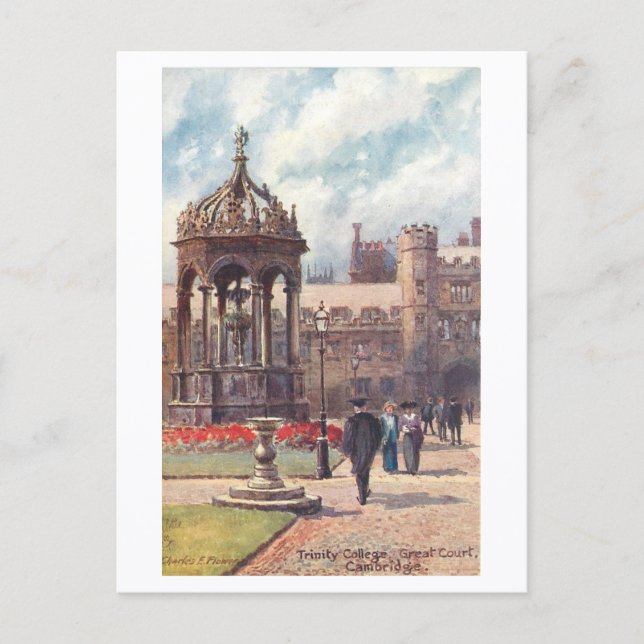 Postal Trinity College antiguo, Great Court, Cambridge (Anverso)