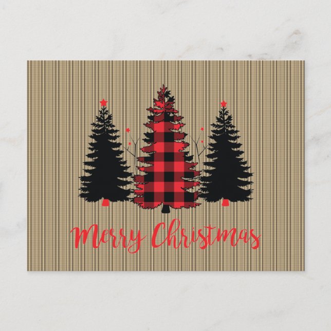 Postal Trío de árboles de navidad de Rustic Farmhouse (Anverso)