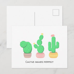 Postal Trío de Cactus Boho Moderno Desierto Texto Persona