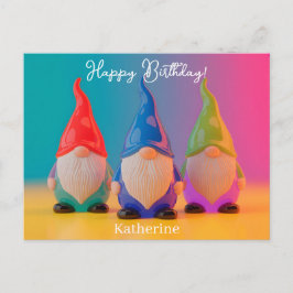 Postal Trío de Figuras de Gnomos de Cerámica Brillante co