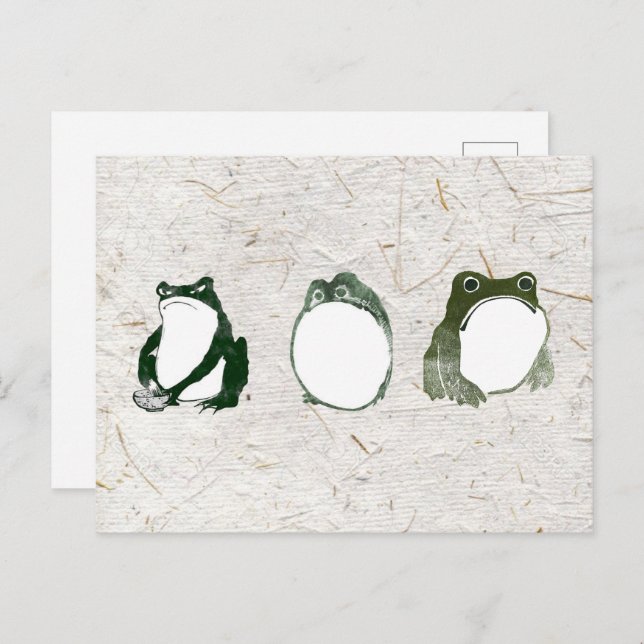Postal Trio de gruñones de ranas japonesas toads del sigl (Anverso / Reverso)