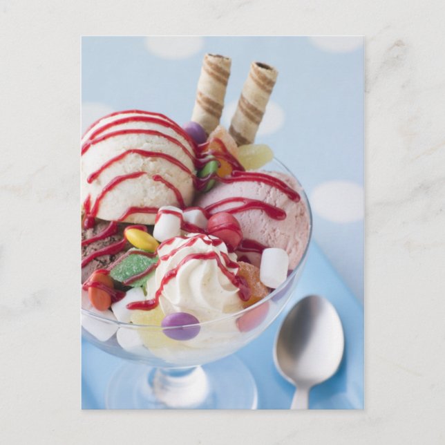 Postal Trio de helados y dulces domingos (Anverso)