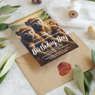 Postal Trío de monos jugueteando