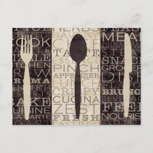 Postal Trio de palabras de cocina