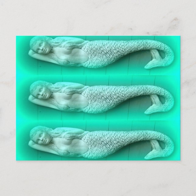 Postal trío de sirena verde (Anverso)