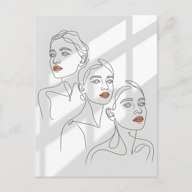 Postal Trío Femenino de Arte de Línea (Anverso)