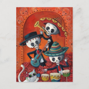 Postal Trío Mariachi de Los Muertos Skeleton