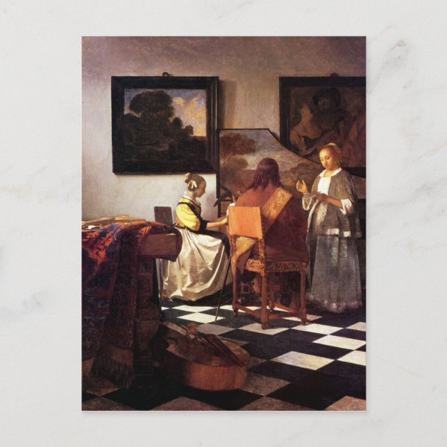 Postal Trío musical de Johannes Vermeer (Anverso)
