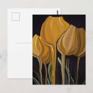 Postal Trío Tulipán Dorado sobre Negro