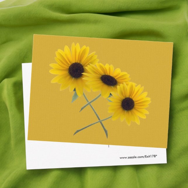 Postal Triple Girasol Agrega Tu Foto Personalizada (sunflower photo postcard front and blank back)