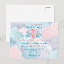 Postal Triplets Two Boys and A Girl Shower Invite