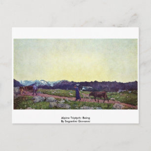 Postal Tríptico alpino: Por Segantini Giovanni