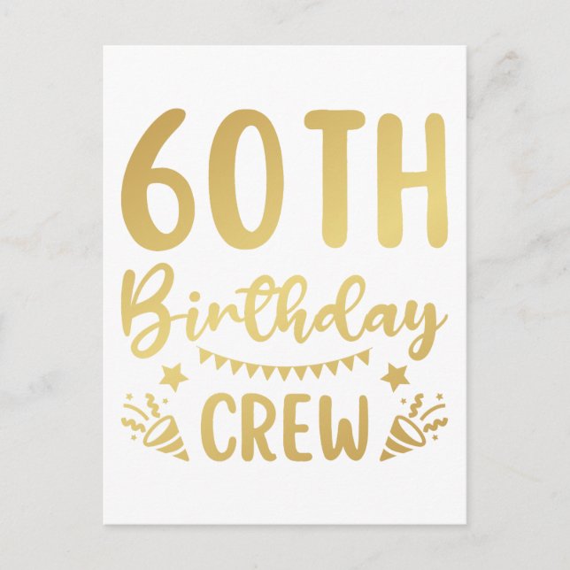 Postal Tripulación de cumpleaños 60 Crew de fiesta 60 (Anverso)