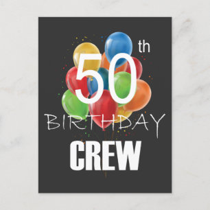 Postal Tripulación de cumpleaños número 50 Grupo de fiest