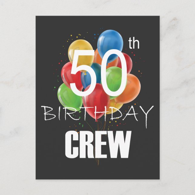 Postal Tripulación de cumpleaños número 50 Grupo de fiest (Anverso)