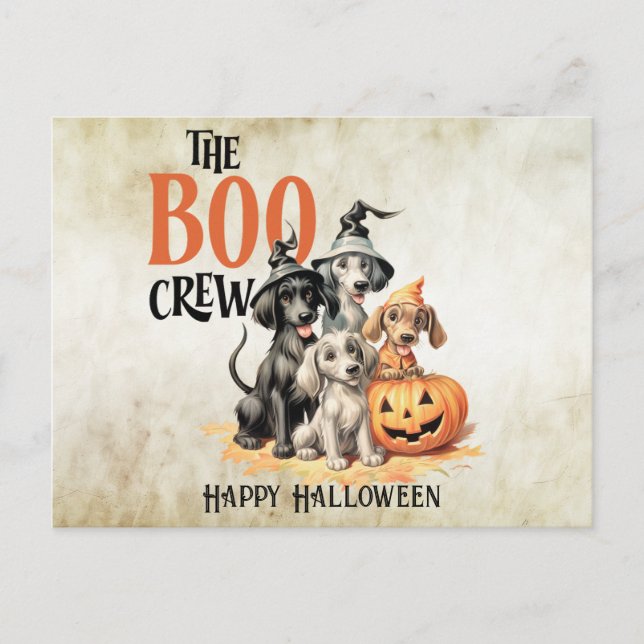 Postal Tripulación de Perros Boo de Halloween Naranja Esp (Anverso)