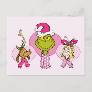 Postal Tripulación del Grinch en retrato rosa de San Vale