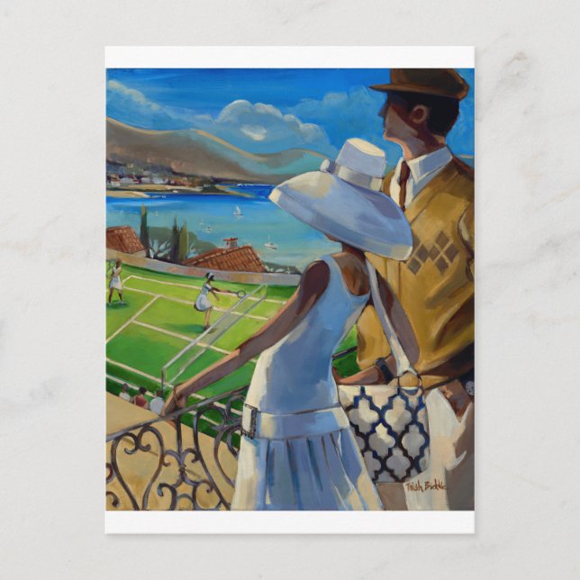 Postal Trish Biddle - Tenis en la Riviera (Anverso)