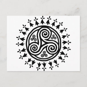 Postal Triskel bretón y herminas
