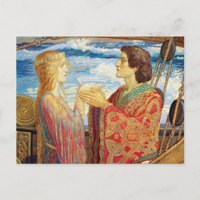 Postal Tristan and Isolde, c. 1912 por John Duncan (Anverso)